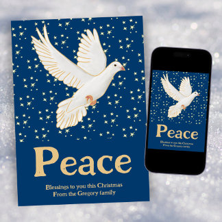 Cartes Pour Fêtes Annuelles Colombe à l'aquarelle de Noël rétro personnalisée