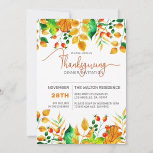 Cartes Pour Fêtes Annuelles Coloré Autumn Foliage Thanksgiving diner