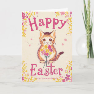 Cartes Pour Fêtes Annuelles Coloré Joyeux Chat Pâques, Pâques Personnalisé 