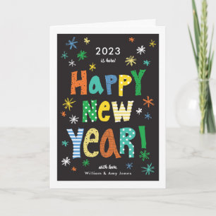 Cartes Pour Fêtes Annuelles Colorful Bright Fun Joyeux Nouvel An Fêtes