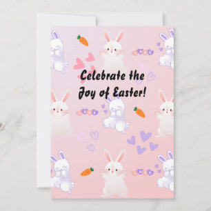 Cartes Pour Fêtes Annuelles colosse bleu rose lapin mignon Pâques