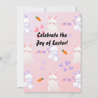 Cartes Pour Fêtes Annuelles colosse bleu rose lapin mignon Pâques