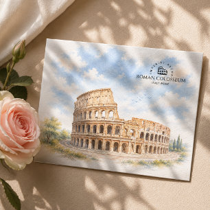 Cartes Pour Fêtes Annuelles Colossée romain Italie Paysage à l'aquarelle