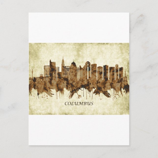 Cartes Pour Fêtes Annuelles Columbus Cityscape (Devant)