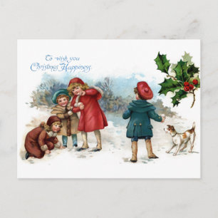 Cartes Pour Fêtes Annuelles Combat démodé de Snowball sur Noël