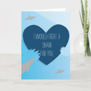 Cartes Pour Fêtes Annuelles Combattre un requin pour vous coeur Saint Valentin