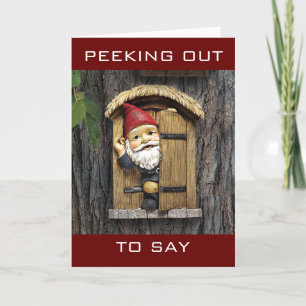 CARTES POUR FÊTES ANNUELLES "COMEDIC GNOME DIT À LA MAISON POUR LES VACANCES"
