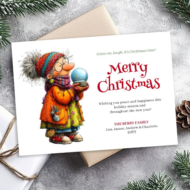 Cartes Pour Fêtes Annuelles Comic Holiday Woman Personalized Christmas Card (Comic Holiday Woman Personalized Christmas Card)