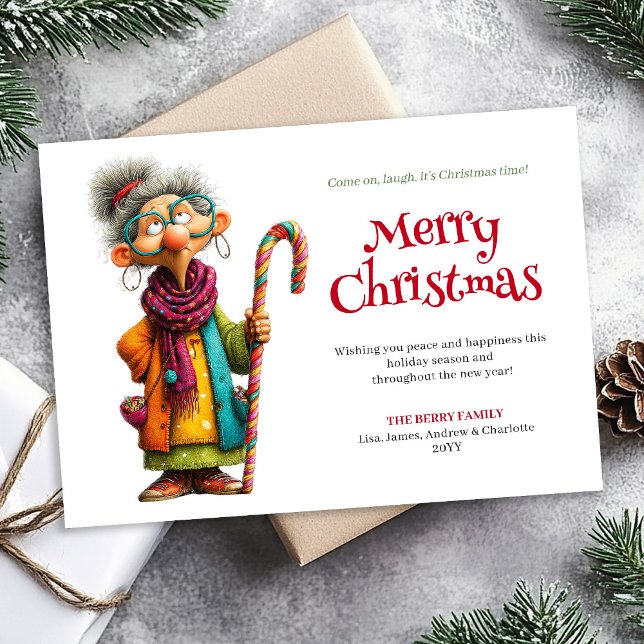 Cartes Pour Fêtes Annuelles Comic Lady Christmas Greeting Editable Download (Comic Lady Christmas Greeting Editable Download)