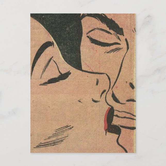 Cartes Pour Fêtes Annuelles Comic Roy Lichtenstein Style Kiss (Devant)