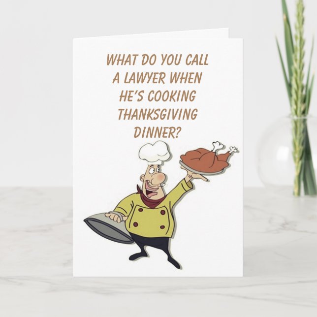 CARTES POUR FÊTES ANNUELLES COMICAL CHEF DIT *BON THANKSGIVING* VOITURE DE VAC (Devant)