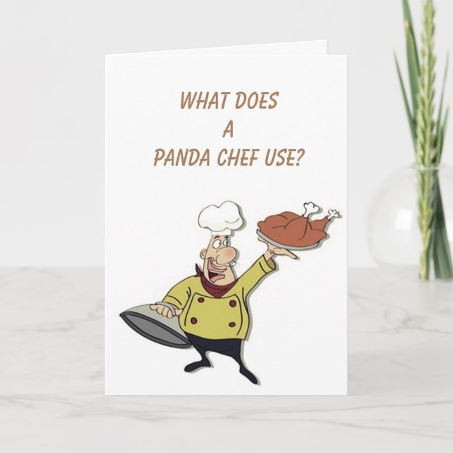 CARTES POUR FÊTES ANNUELLES COMICAL CHEF DIT FAIT UNE BLAGUE TRÈS SILLY ! (Devant)