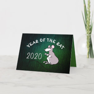 Cartes Pour Fêtes Annuelles Comics Rat chinois Nouvel An 2020 Salutation verte