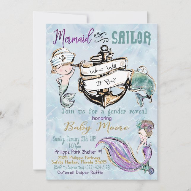 Cartes Pour Fêtes Annuelles Commande personnalisée sexe de la sirène révéler f (Devant)