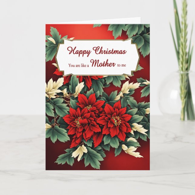 Cartes Pour Fêtes Annuelles Comme Une Mère Poinsettias De Noël (Devant)