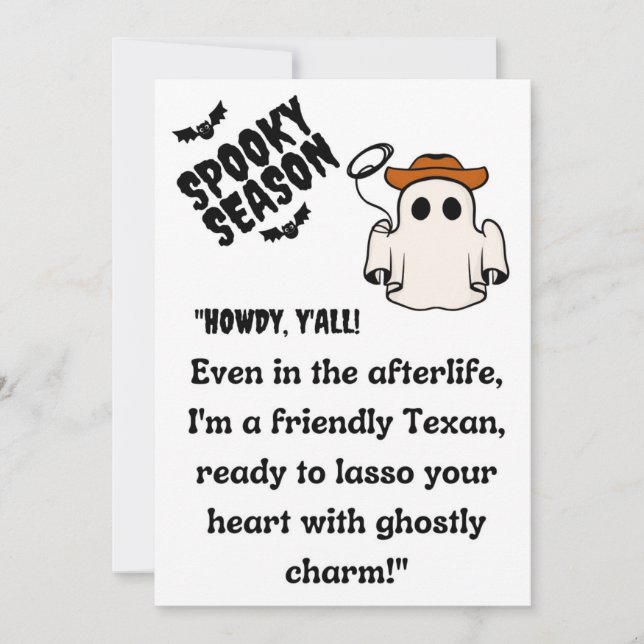 Cartes Pour Fêtes Annuelles "Comment allez-vous ! Halloween Texas Cowboy Ghost (Devant)