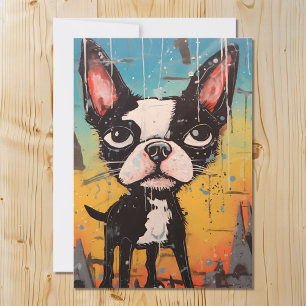 Cartes Pour Fêtes Annuelles Commical et Whimsical Boston Terrier Chien