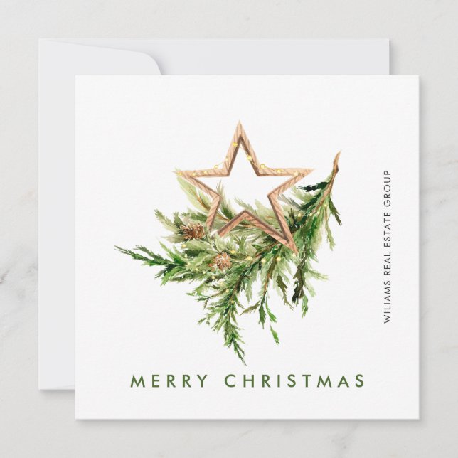 Cartes Pour Fêtes Annuelles Composition de Noël élégante et bohème Entreprise (Devant)