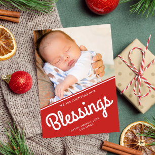 Cartes Pour Fêtes Annuelles Compter nos bénédictions Photo de bébé à Noël