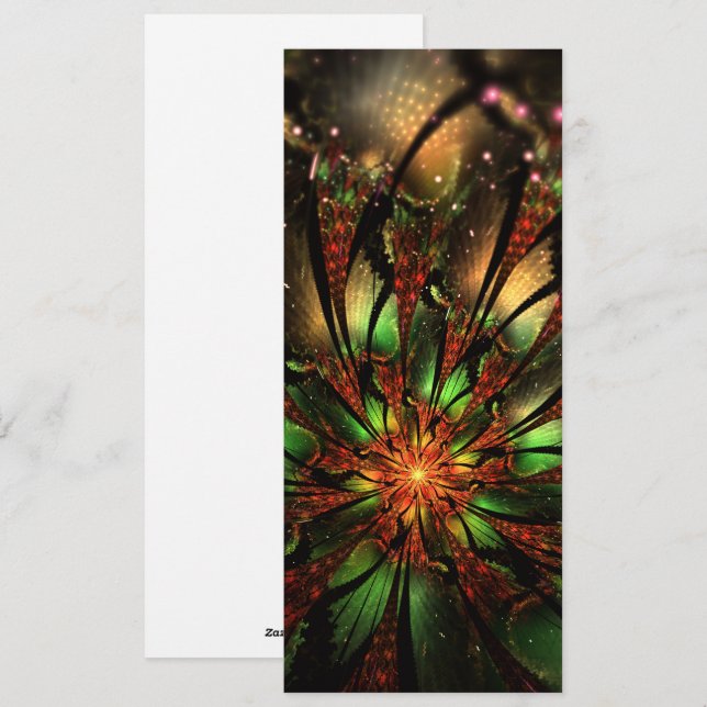 Cartes Pour Fêtes Annuelles Conception Abstraite des fleurs fractales. (Devant / Derrière)