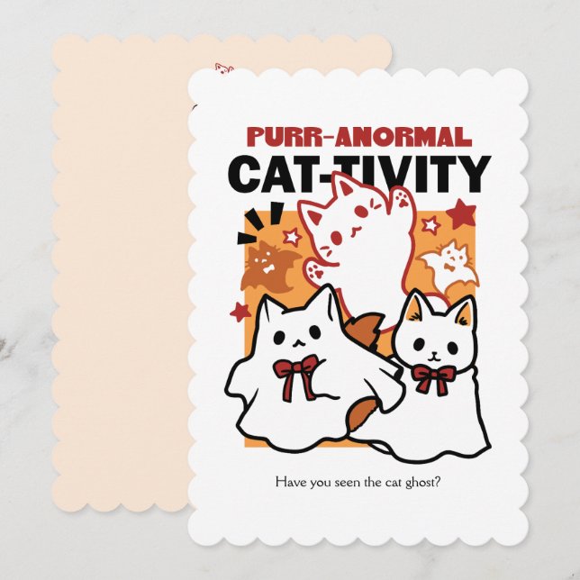 Cartes Pour Fêtes Annuelles Conception de chat Halloween mignonne d'activité f (Devant / Derrière)