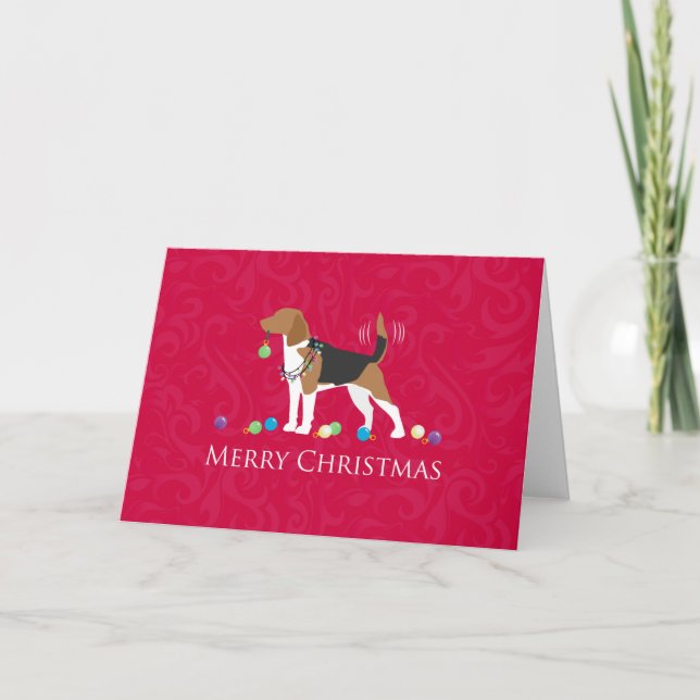 Cartes Pour Fêtes Annuelles Conception de Joyeux Noël de beagle (Devant)