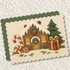 Cartes Pour Fêtes Annuelles Conception de maison en pain d'épices brodée douce