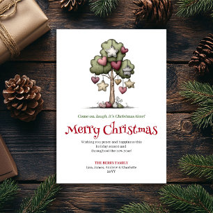 Cartes Pour Fêtes Annuelles Conception de sapin de Noël à l'aquarelle minimali