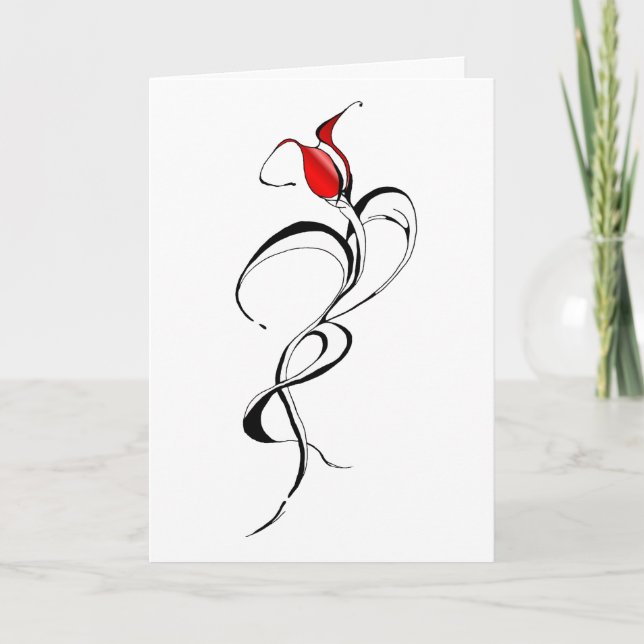 Cartes Pour Fêtes Annuelles Conception de tatouage tribal de dame rose rouge (Devant)