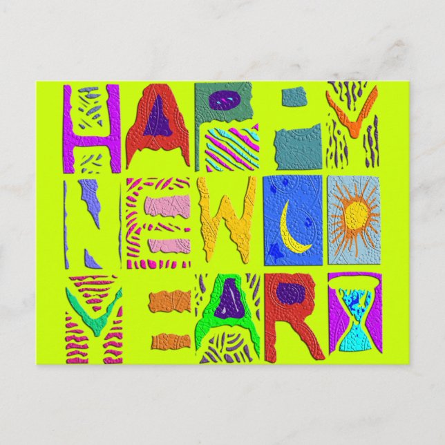 Cartes Pour Fêtes Annuelles Conception de texte "Bonne Année" (Devant)