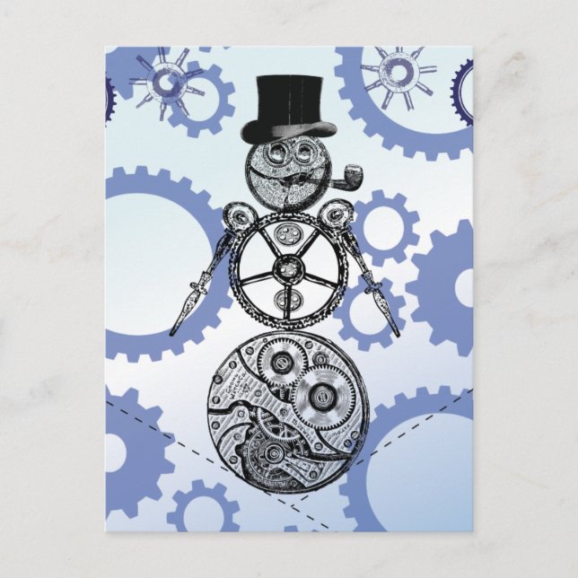 Cartes Pour Fêtes Annuelles Conception de vacances de l'engrenage de bonhomme  (Devant)