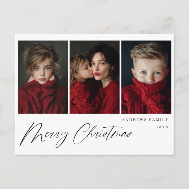 Cartes Pour Fêtes Annuelles Conception de vacances de Noël de trois photos (Devant)