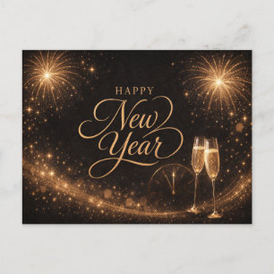 Cartes Pour Fêtes Annuelles Conception Élégante de Bonne Année avec Étincelle