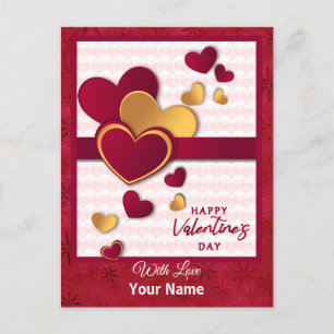 Cartes Pour Fêtes Annuelles Conception élégante de coeurs rouges et dorés pour