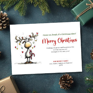 Cartes Pour Fêtes Annuelles Conception festive et drôle de renne pour un joyeu