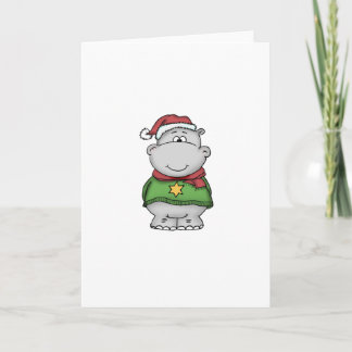 Cartes Pour Fêtes Annuelles Conception mignonne d'hippopotame de Noël