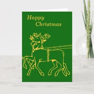 Cartes Pour Fêtes Annuelles conception minimaliste de rennes d'or pour noël