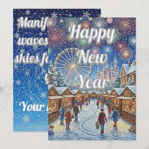 Cartes Pour Fêtes Annuelles Conception personnalisée du Nouvel An avec ciel bl