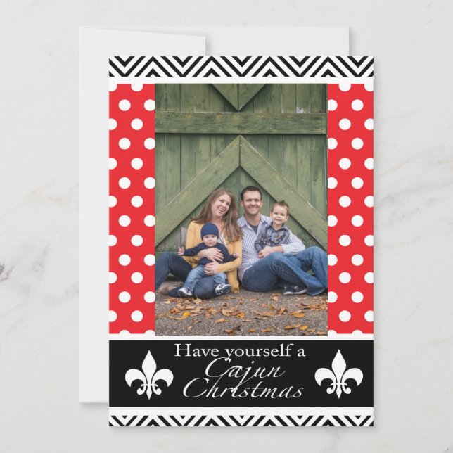 Cartes Pour Fêtes Annuelles Conception rouge et noire de Noël de la Louisiane (Devant)