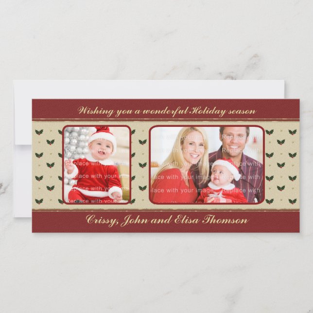 Cartes Pour Fêtes Annuelles Conception traditionnelle de Noël (Devant)