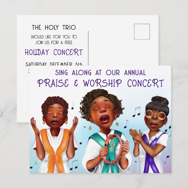 Cartes Pour Fêtes Annuelles Concert de chœur afro-américain pour les fêtes (Devant / Derrière)