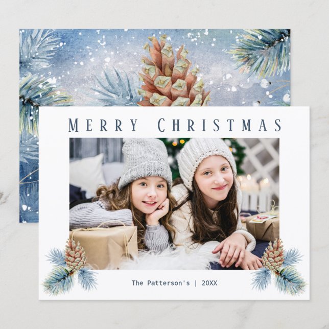Cartes Pour Fêtes Annuelles Cônes de pin d'hiver (Devant / Derrière)