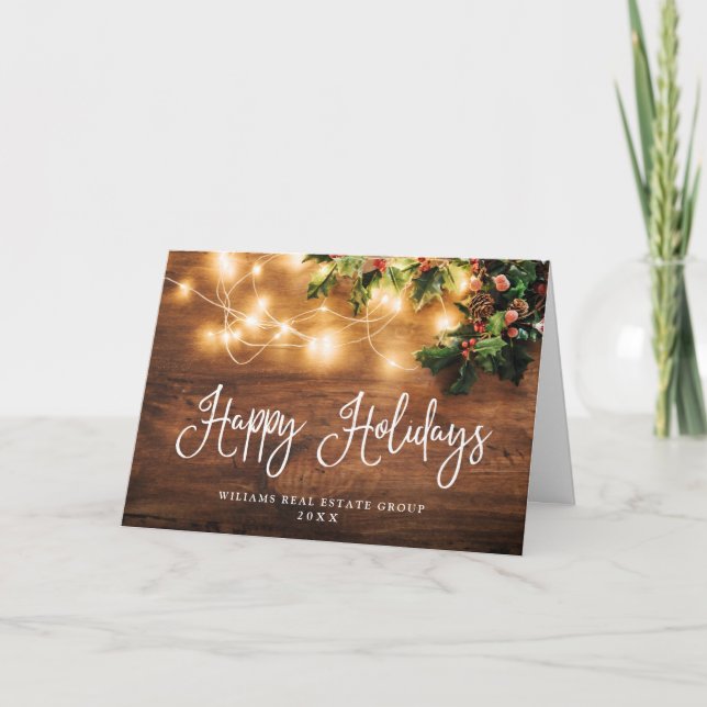 Cartes Pour Fêtes Annuelles Cônes de Pin Noël Rustique Entreprise de Vœux (Devant)
