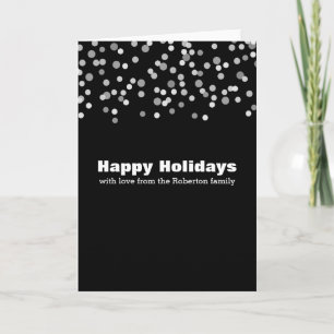 Cartes Pour Fêtes Annuelles Confetti d'argent noir et blanc Personnalisé