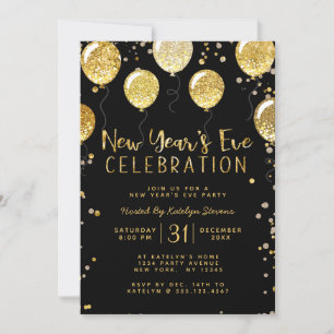 Cartes Pour Fêtes Annuelles Confetti de la fête de la Saint-Sylvestre Noir & O