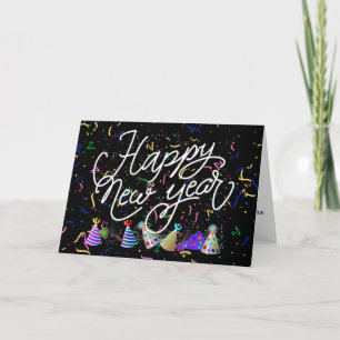 Cartes Pour Fêtes Annuelles Confetti et Casquettes de fête Bonne année