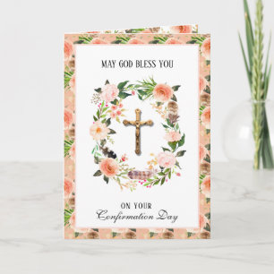 Cartes Pour Fêtes Annuelles Confirmation du sacrement Couronne florale religie