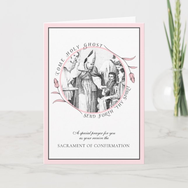 Cartes Pour Fêtes Annuelles Confirmation du sacrement Évêque Bénédiction de la (Devant)