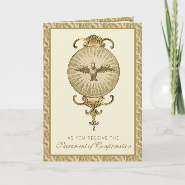 Cartes Pour Fêtes Annuelles Confirmation du sacrement Prière religieuse Or (Devant)