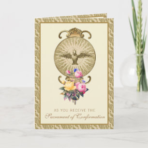 Cartes Pour Fêtes Annuelles Confirmation du sacrement Prière religieuse Roses 